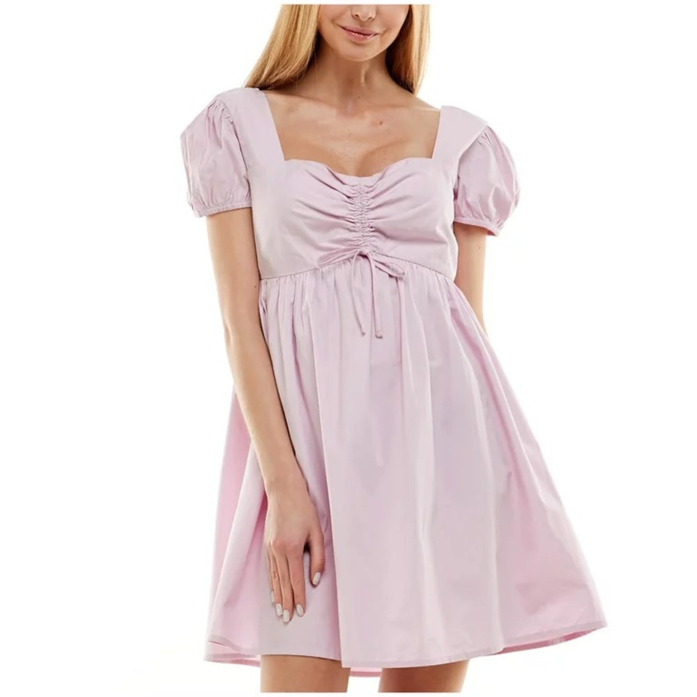 Pink puff short sleeve planet gold mini dress
